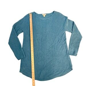 Appleseeds Blue Ribbed Knit Long Sleeve Tunic Sweater Top Women's Large